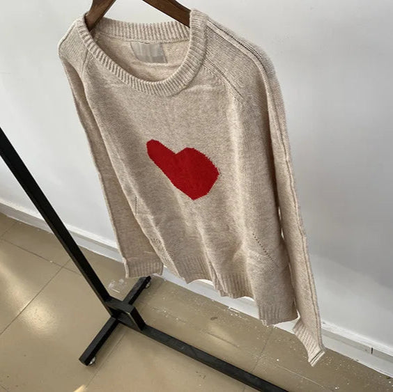 Wool Blend Alma Heart Jacquard Knit Jumper