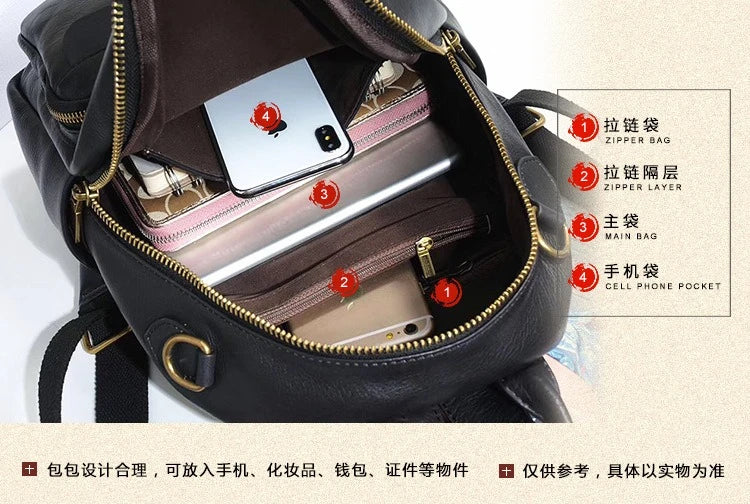 Highend Vintage A4 Coffee Yellow Brown Black Full Grain Genuine Leather Women Backpack Cowhide Girl Travel Bag