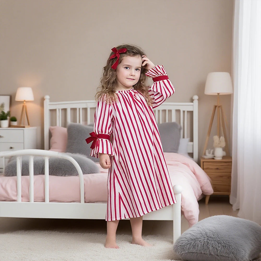 Kids Christmas Pajama & Outfit Sets for Girls and Boys – Red Stripe Holiday Sleepwear (1–14T)