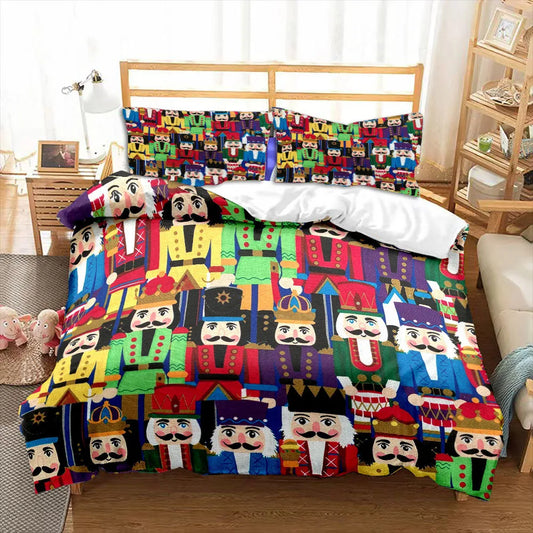 Nutcracker Cartoon Duvet Cover Merry Christmas Navidad Gifts Child Bedroom Decoration Women Men Cartoon Royal Guarder Queen Size - HER SHOP