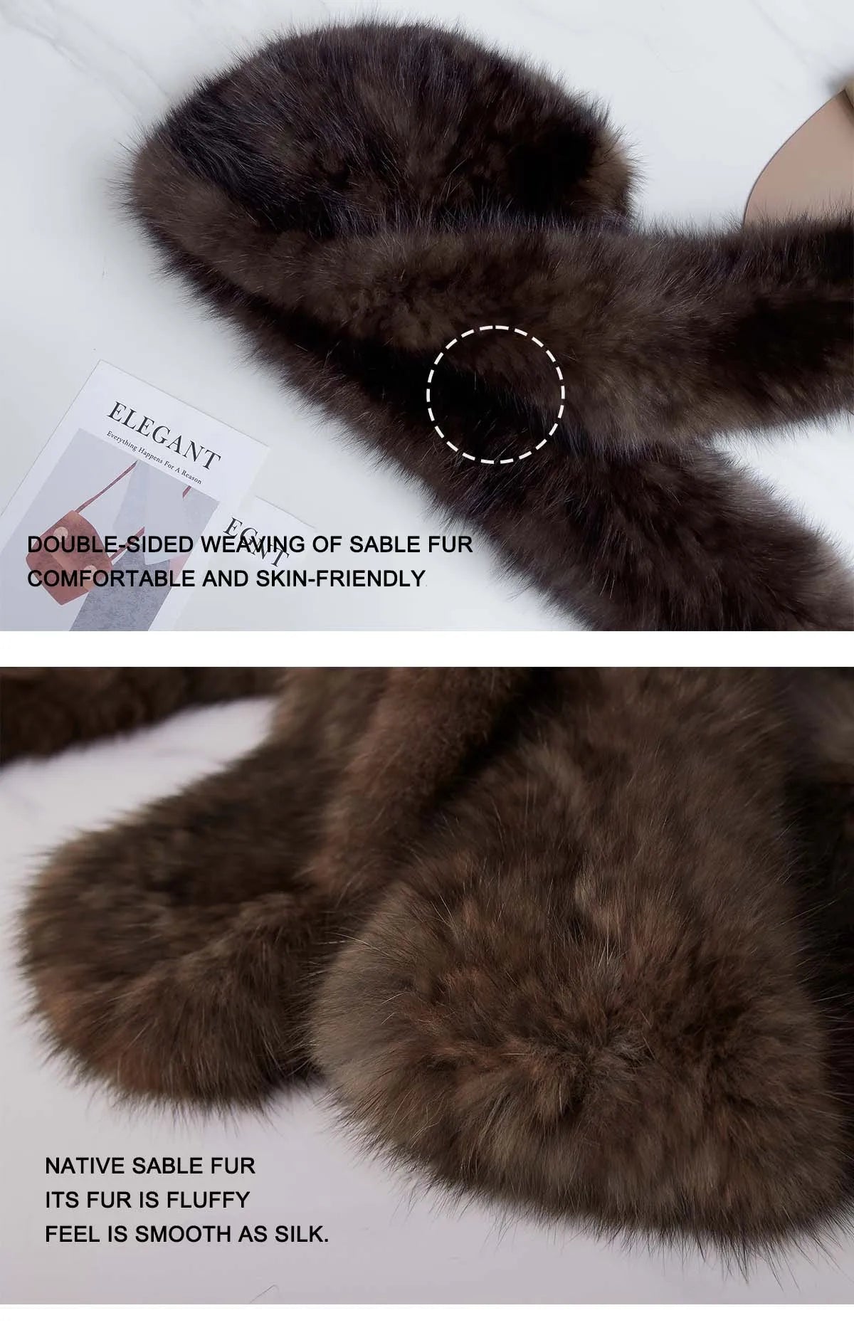 2025 Lady Real Sable Fur Hat Scarf Winter Warm Fluffy 100% Natural Sable Fur Hat Scarves Women Knitted Genuine Fur Cap Shawl