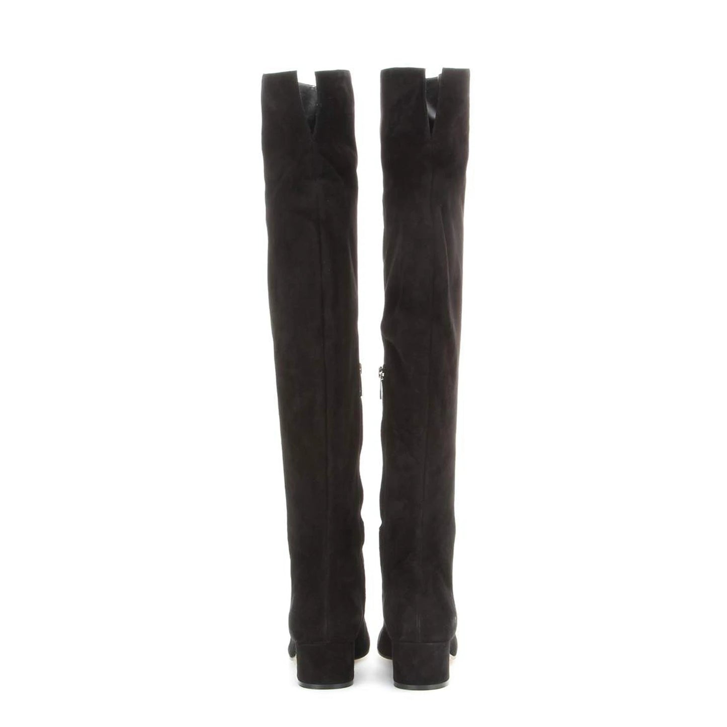 Plus Size Cow Suede Over-the-Knee High Heel Boots for Women – Retro Winter Long Boots with Zipper and Round Toe (Sizes 33–46)