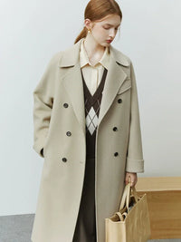 Full Woolen Long Coat for Women – Hepburn Style Double-Sided Gentle Color Autumn Winter Coat