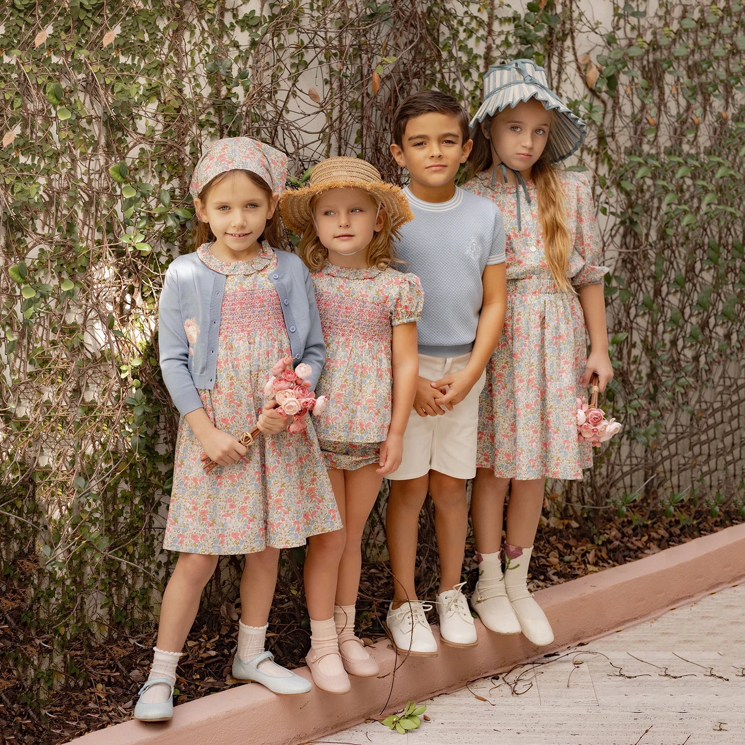 Chelsea Bloom Collection – Floral Smocked Baby Girl Overalls Set with Embroidery, Family Matching Outfit - HER SHOP