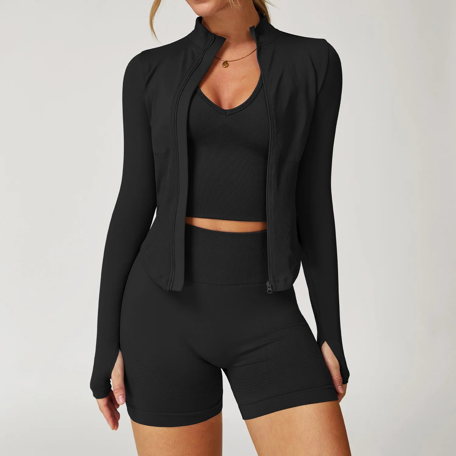 Seamless Gym Set Workout Clothes 2/3PCS Yoga Set Women's Sportswear Fitness Leggings Sports Bra Athletic Long Sleeve Yoga Suit