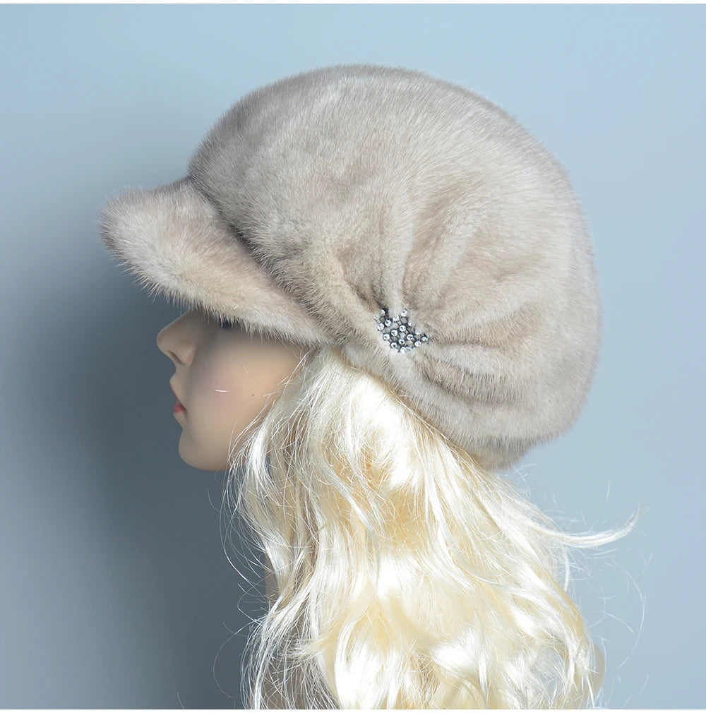 2025 Fashion Mink Fur Cap For Women Real Natural Whole Fur Hat Top Accessories Warm Ln Russian Winter Fur Hats For Lady
