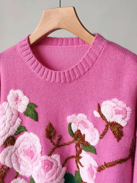 Women’s Heavyweight Cashmere Sweater – Loose Fit 3D Knit, Korean Style, Warm and Trendy for Autumn & Winter - HER SHOP