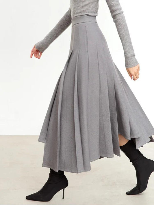 Women's 2023 Winter Wool A-Line Pleated Skirt – Irregular Three-Dimensional Design, Loose Fit - HER SHOP