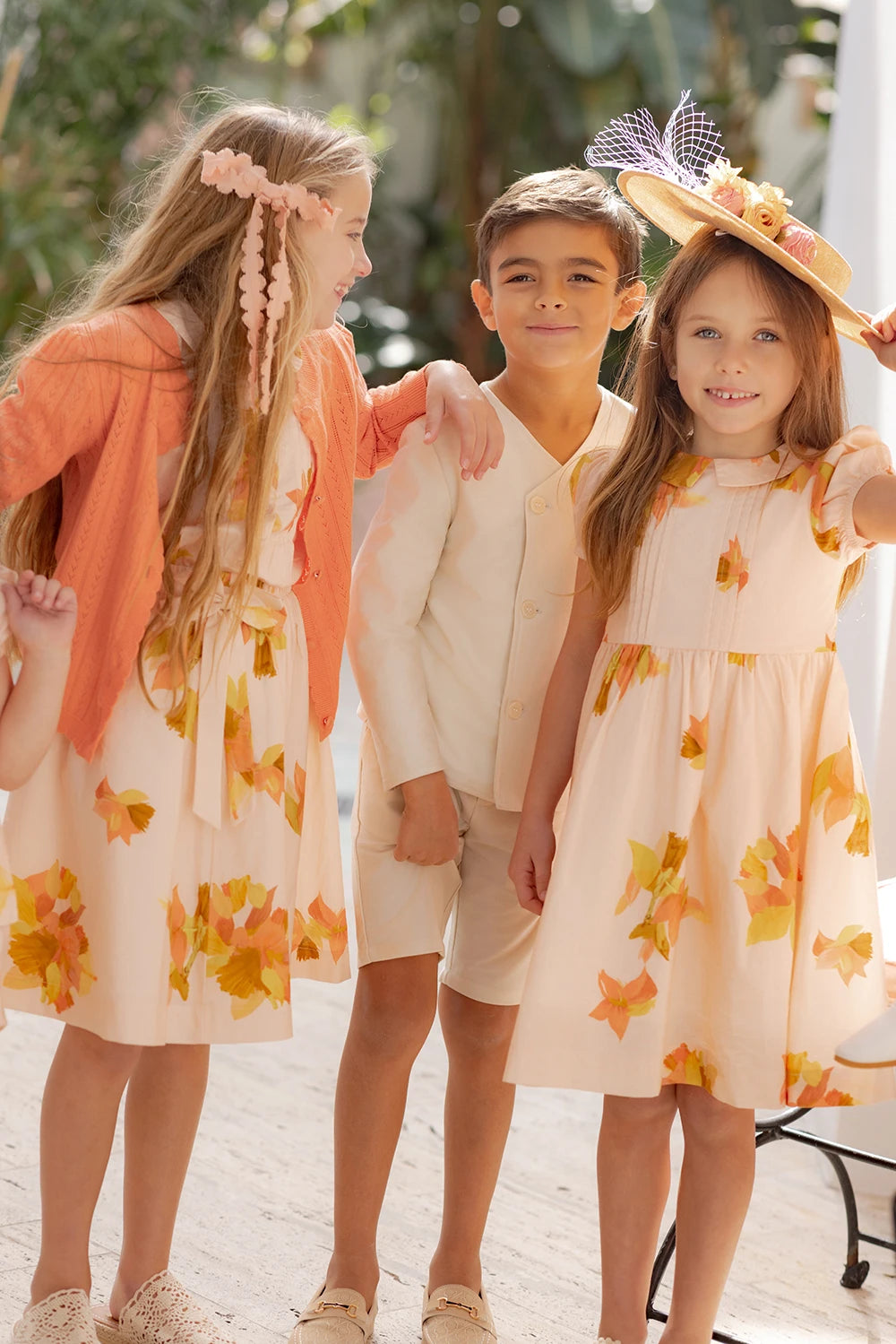 Spanish Sunset Collection SS26 Girls Puff Sleeves Dress Embroidery Sweater Boy V-neck Blazer Brothers Sisters Family Matching