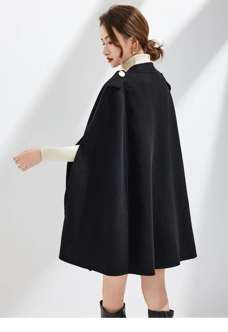 Ladies’ 100% Cashmere Double-Sided Long Jacket – Thick Classic Business Coat for Autumn & Winter