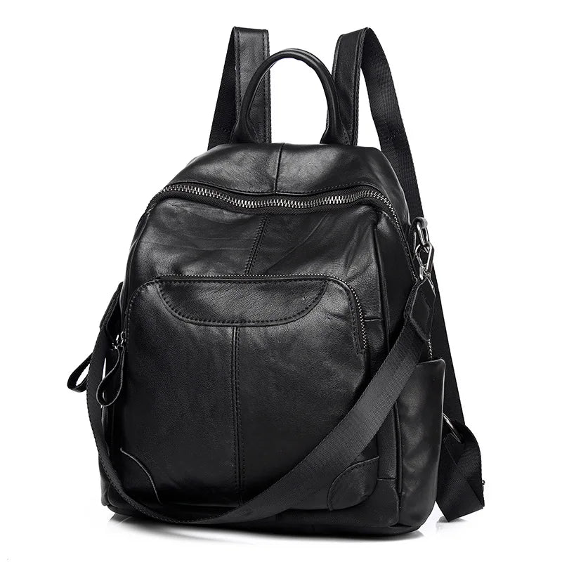 Causal Genuine Leather Backpack Women Real Cow Leather Travel Bags Fashion Ladies Leather Backpack