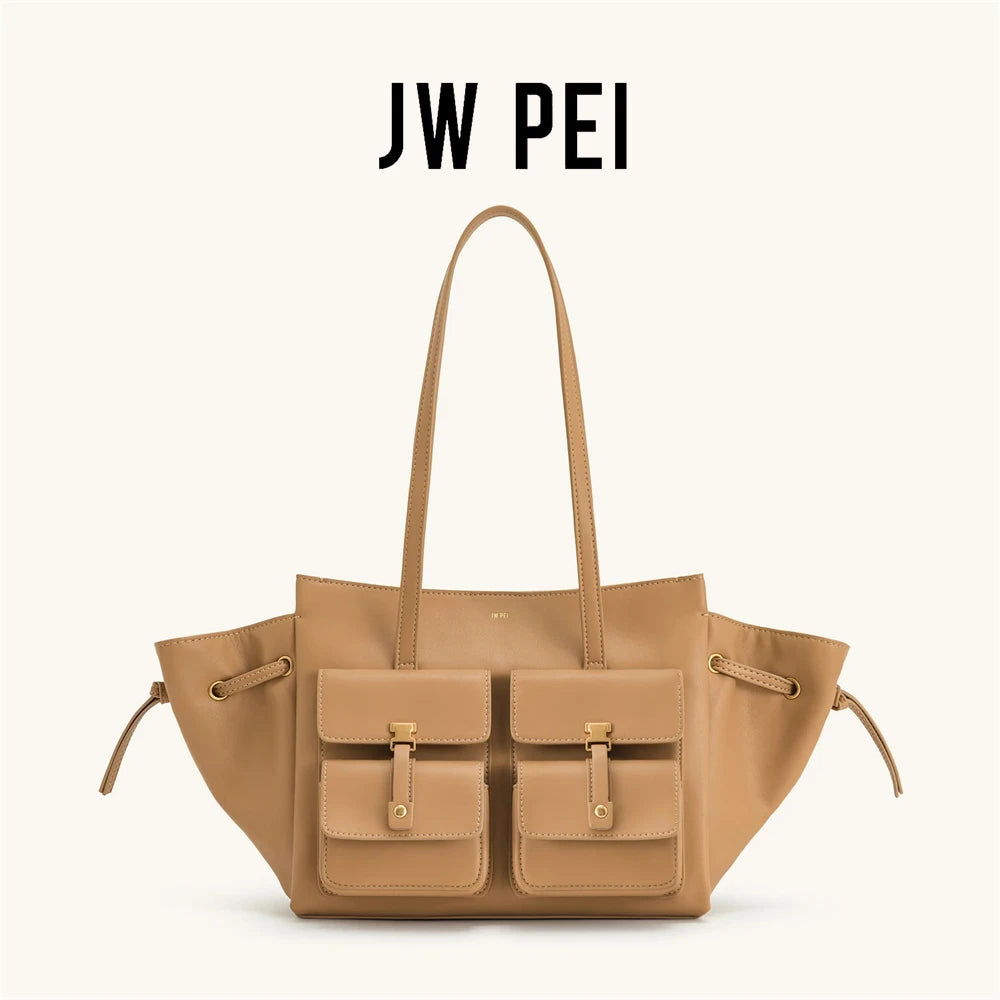 JW PEI Women's Large Capacity Crossbody Bag, Black Motorcycle Style Single Shoulder Handbag, Versatile Purse for Daily Commute