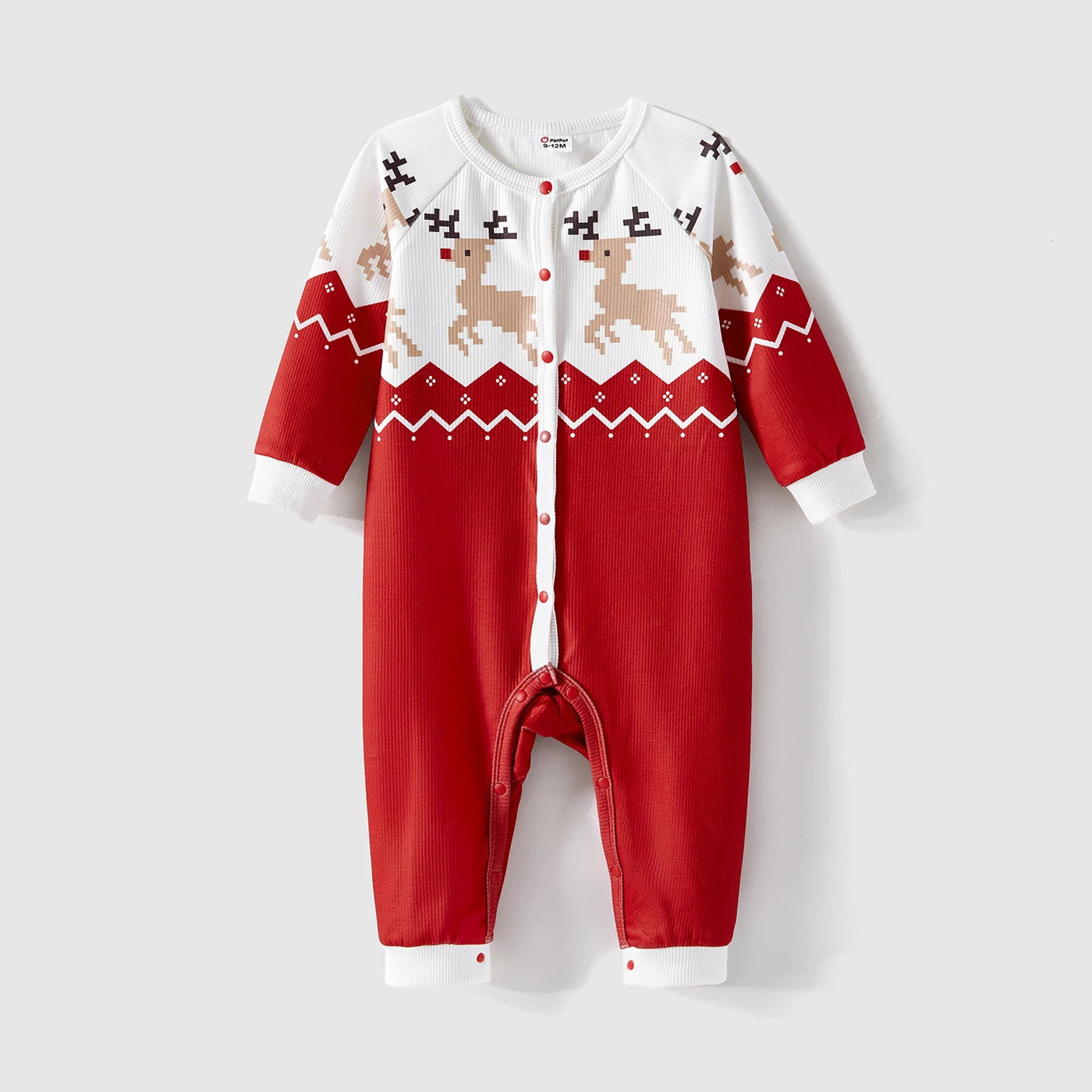 Christmas Family Matching Sweatshirts – Allover Reindeer Print Raglan Sleeve Tops | Holiday Family Outfits