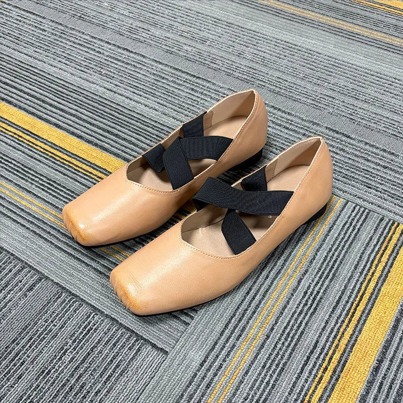 2025 Fashion Elastic Band Footwear Low Heel Ballet Flats Shoes For Women Soft Female Shallow Ladies Heeled Pumps Slip On Shoes