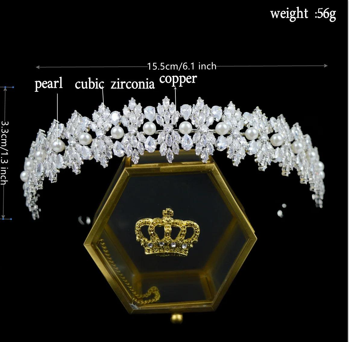 Bridal Headband Wedding Headdress Cubic Zirconia Princess Bride Tiaras Crowns Women Birthday Party Prom Hair Jewelry Hairband