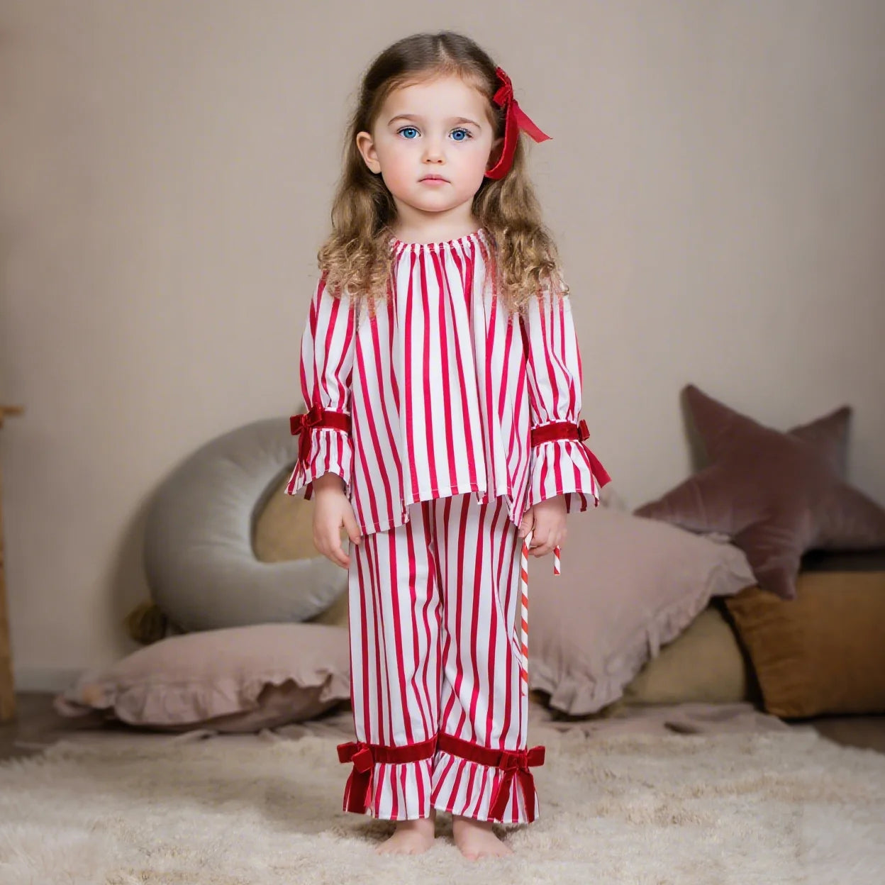Kids Christmas Pajama & Outfit Sets for Girls and Boys – Red Stripe Holiday Sleepwear (1–14T)