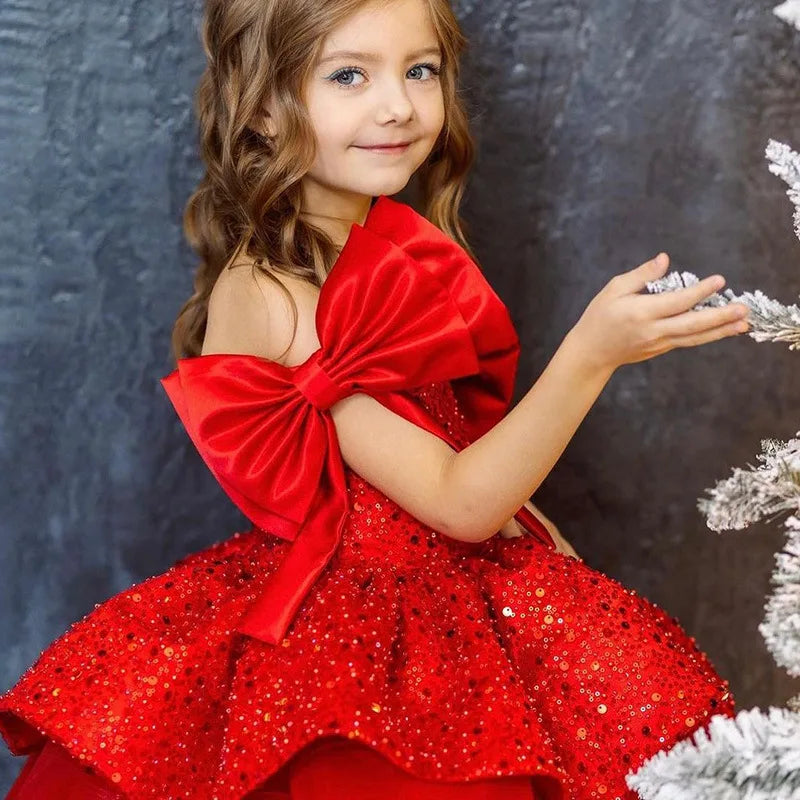 Baby Girl Princess Tutu Dress – Sequins, Tulle, and Bow Design for Infants and Toddlers, Perfect for Parties, Pageants, Birthdays, Weddings, and Christmas (Ages 1-12)