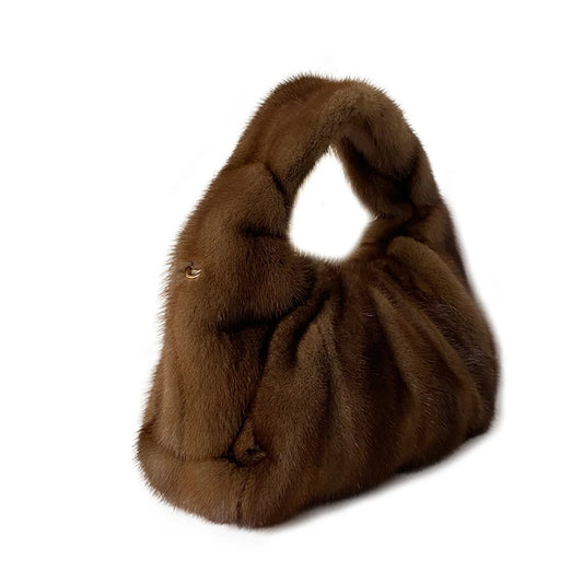 Women’s Real Mink Fur Luxury Shoulder Bag – Large Capacity Leather Crossbody Handbag - HER SHOP