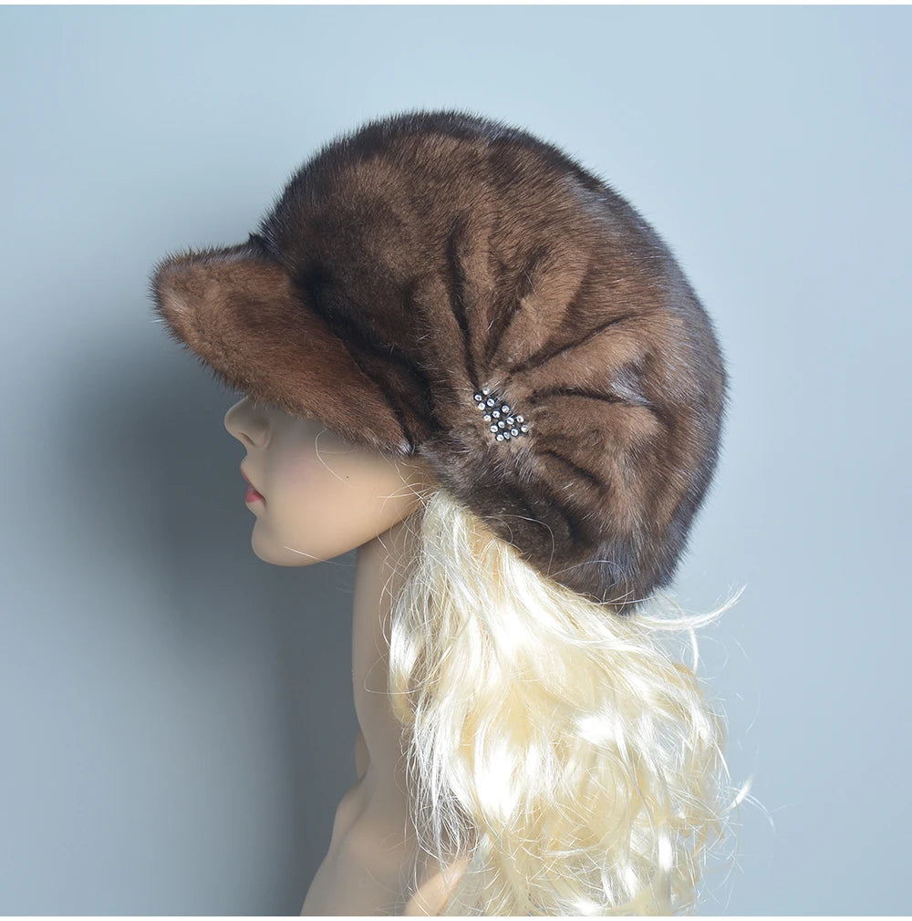 2025 Fashion Mink Fur Cap For Women Real Natural Whole Fur Hat Top Accessories Warm Ln Russian Winter Fur Hats For Lady