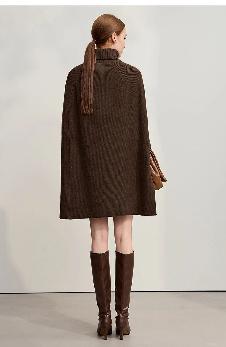 Women’s Long Knit Turtleneck Sweater Dress – Loose Fit Pullover, Streetwear Style for Winter 2025