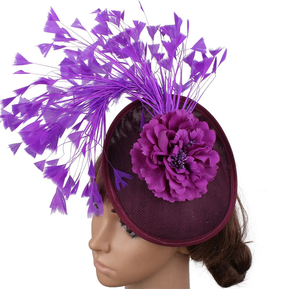 Red Feather Fascinator Chapeau for Women – Elegant Flower Headwear with Clip and Headband for Wedding, Derby & Tea Party