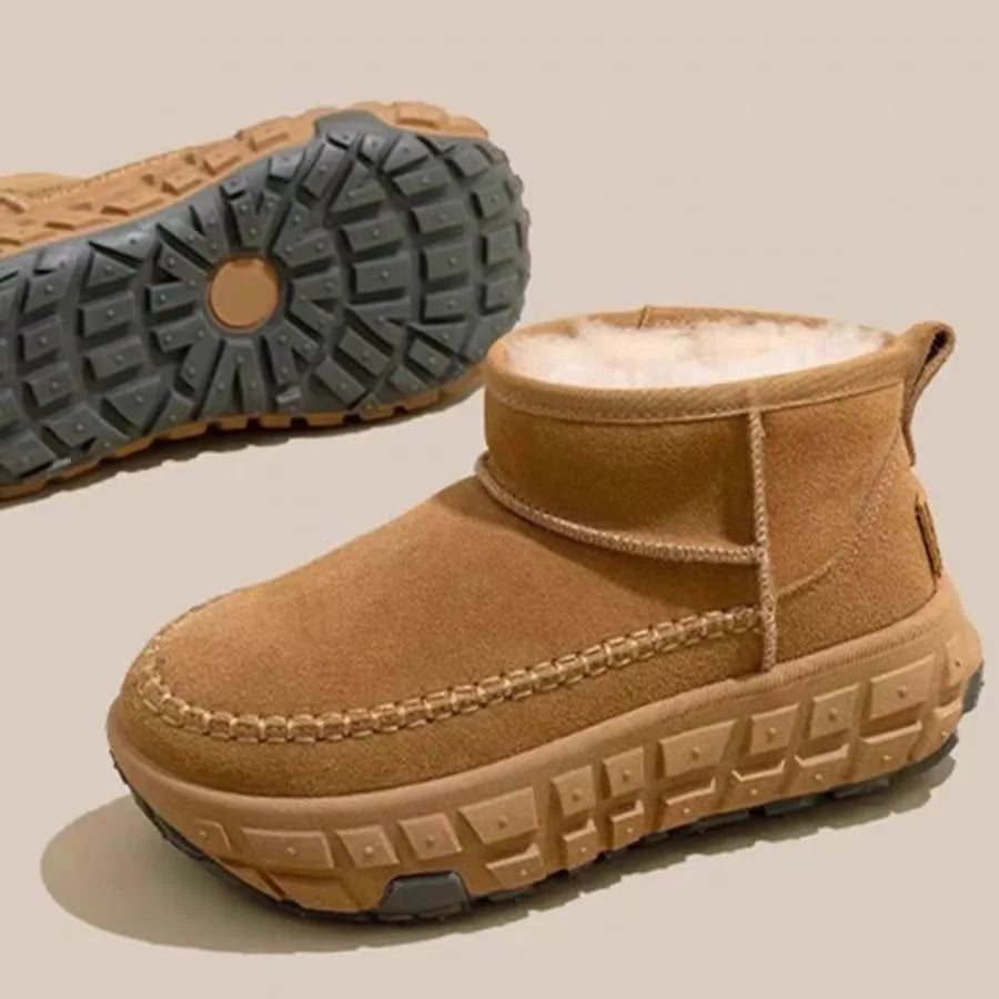 Women’s Fur-Lined Winter Snow Boots with Thick Anti-Slip Sole – Durable Low-Top Outdoor Cotton Shoes