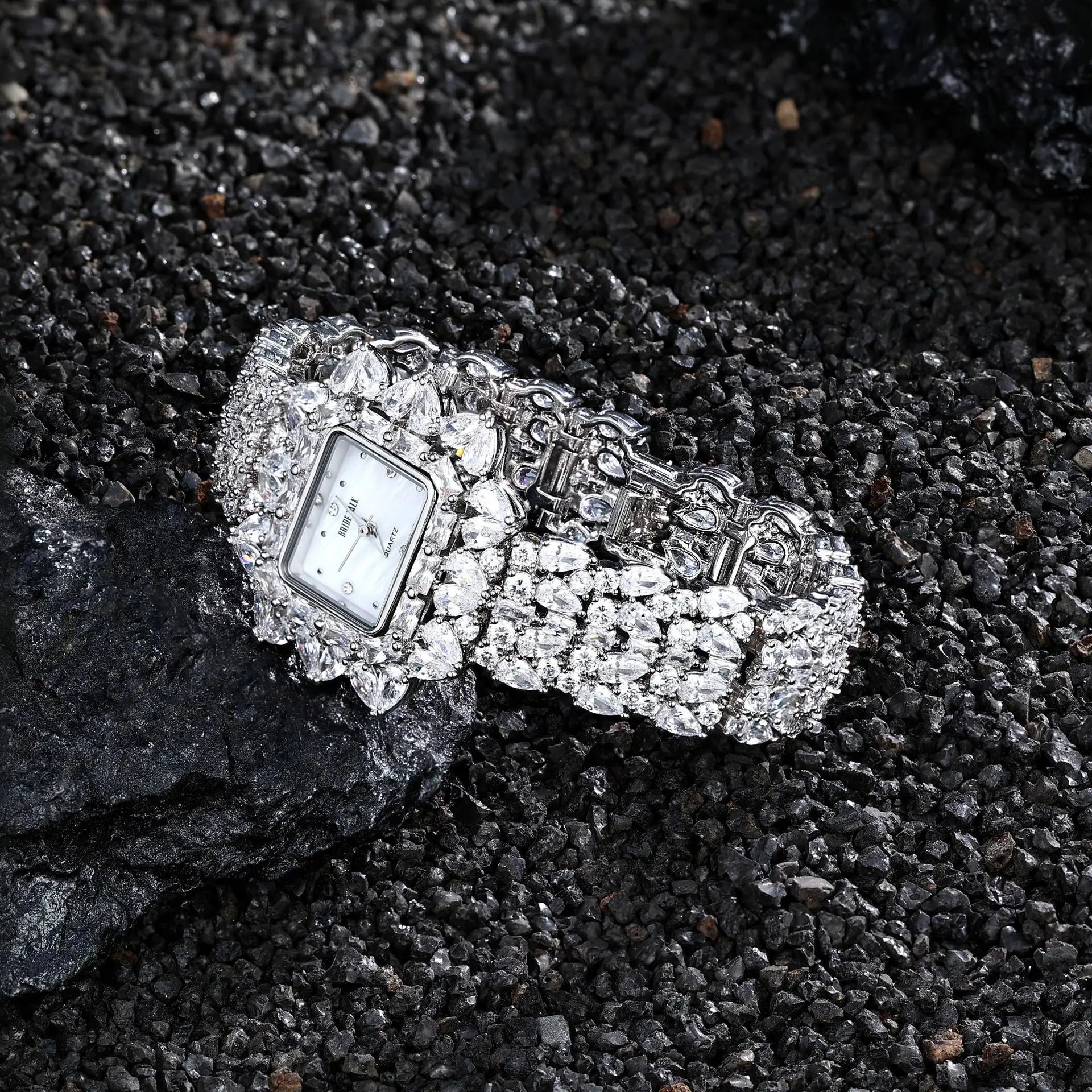 19cm Women's Full Crystal Watch  AAA Cubic Zirconia Wedding Party Jewelry | Japan Movement