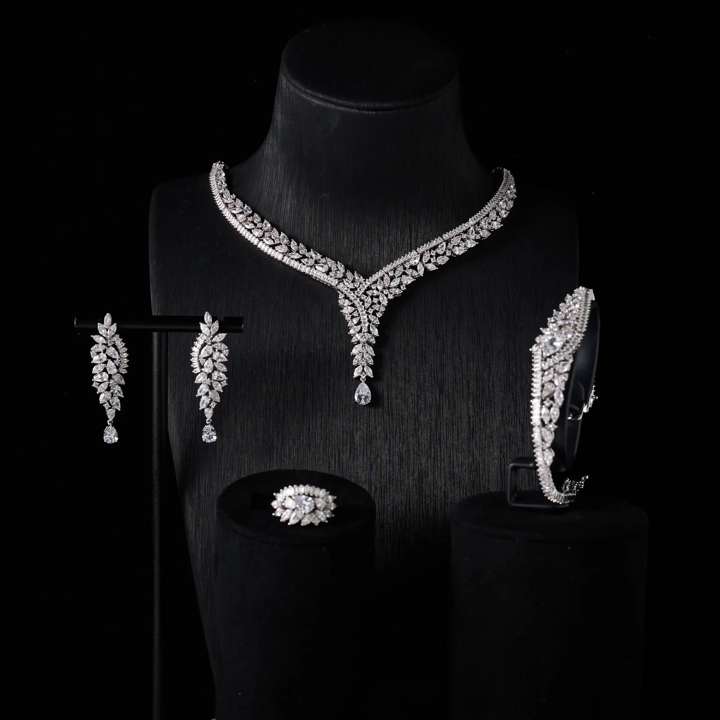 Bridal Luxury Elegant Necklace Set for Women  Cubic Zirconia Wedding Jewelry Set for Brides & Accessories