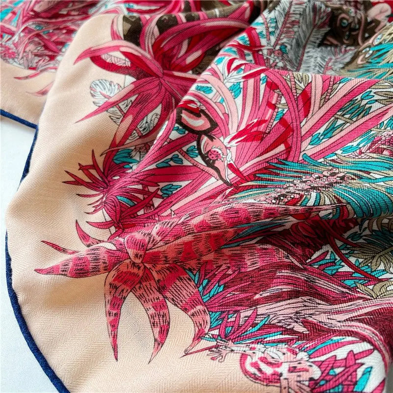 Colorful fabric with floral pattern on a white background