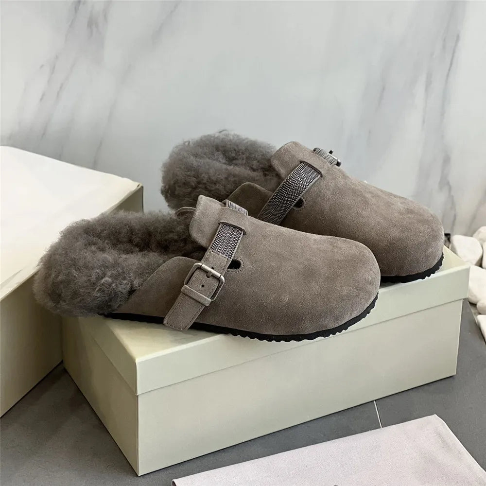 Thick-Soled Baotou Wool Slippers, Casual Warm Shoes, perfect for Autumn and Winter