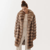 Womenâ€™s Luxury Natural Fox Fur Coat â€“ Long Lapel Wint...