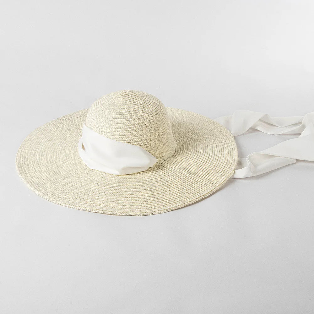 New Fashion Casual Wide Strap Dome  Straw Hat for Women Wide Brim Beach Hat