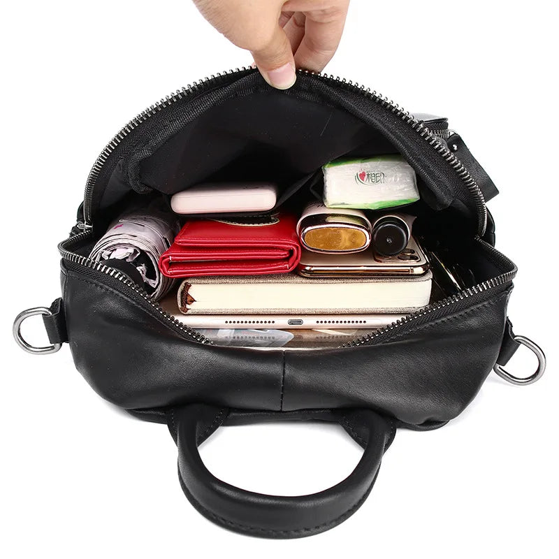 Causal Genuine Leather Backpack Women Real Cow Leather Travel Bags Fashion Ladies Leather Backpack