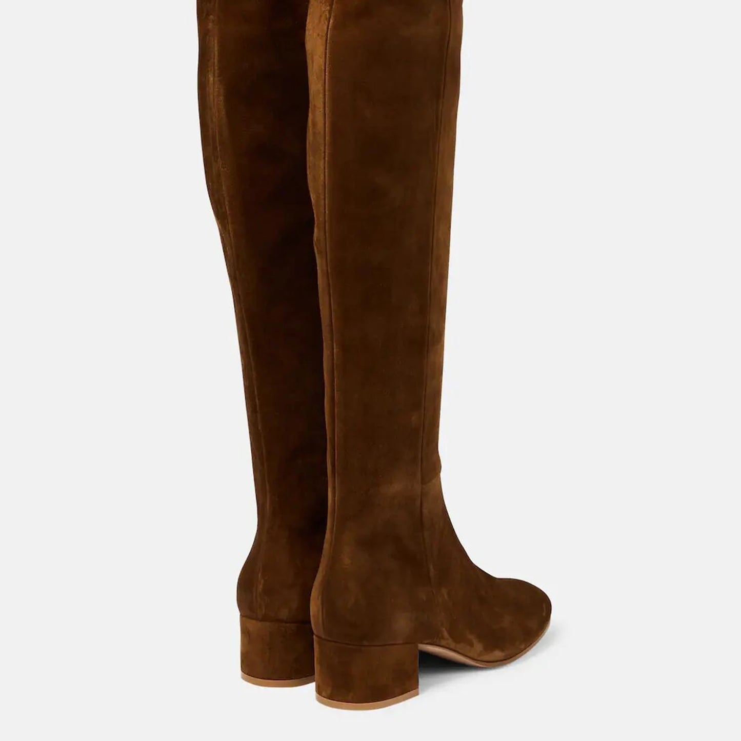 Plus Size Cow Suede Over-the-Knee High Heel Boots for Women – Retro Winter Long Boots with Zipper and Round Toe (Sizes 33–46)