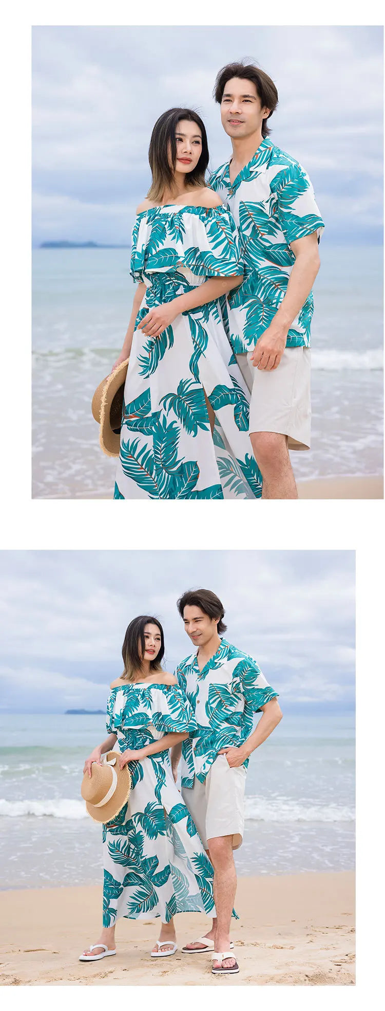 Beach Ware Clothes for Family Shirts Set Vacation Long Mother and Daughter Blue Dress for The Sea Resorts Look Father Son Outfit