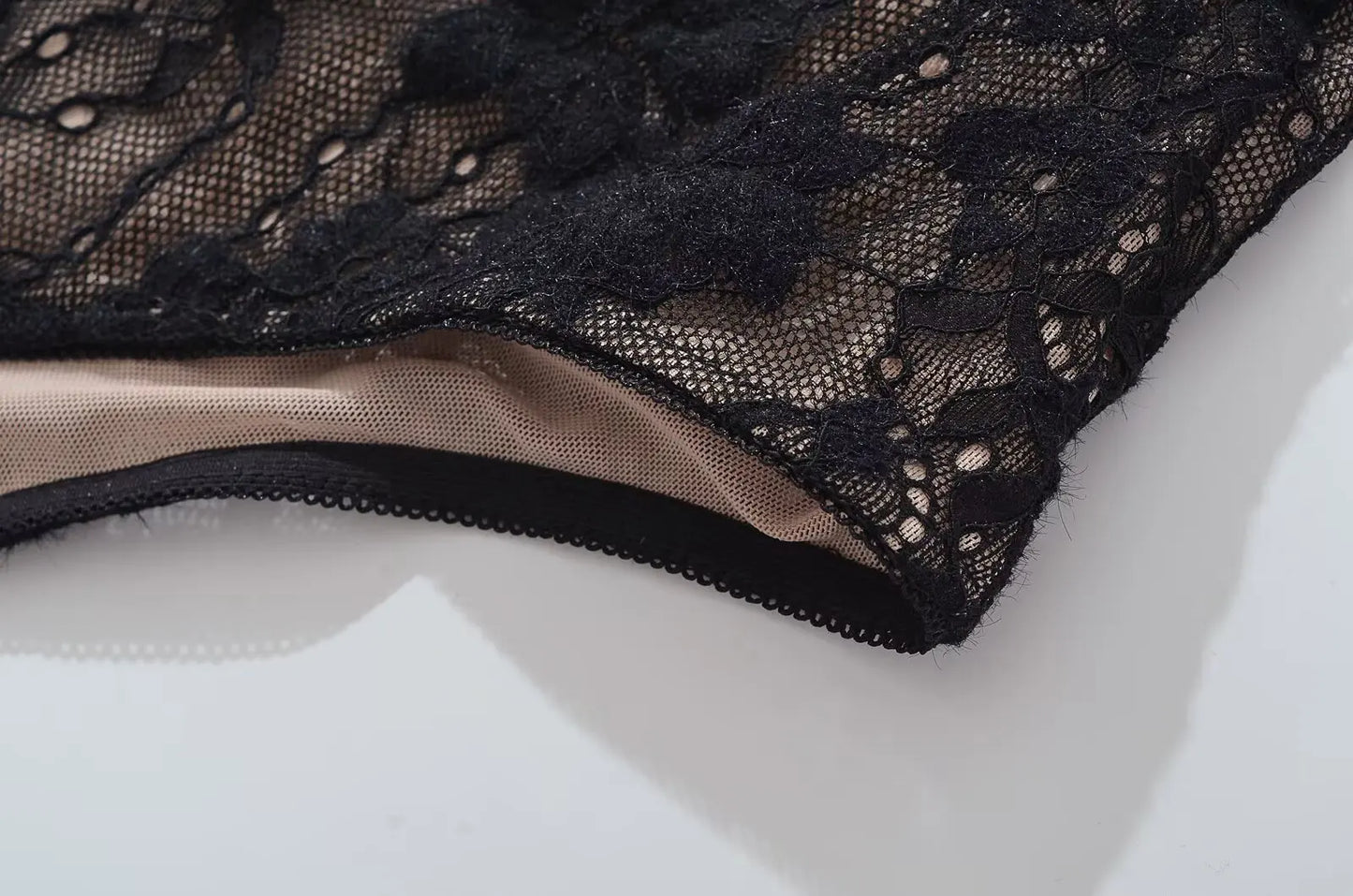 Sexy Sheer Lace Backless Spaghetti Strap Bodysuit with Lining – Slim Fit Tight Short Romper for Women