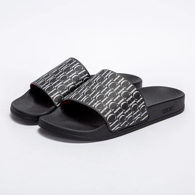 Fashionable Classic Simplicity Women’s Slippers – PVC Material, Letter Print, Outdoor Casual Flat Bottom