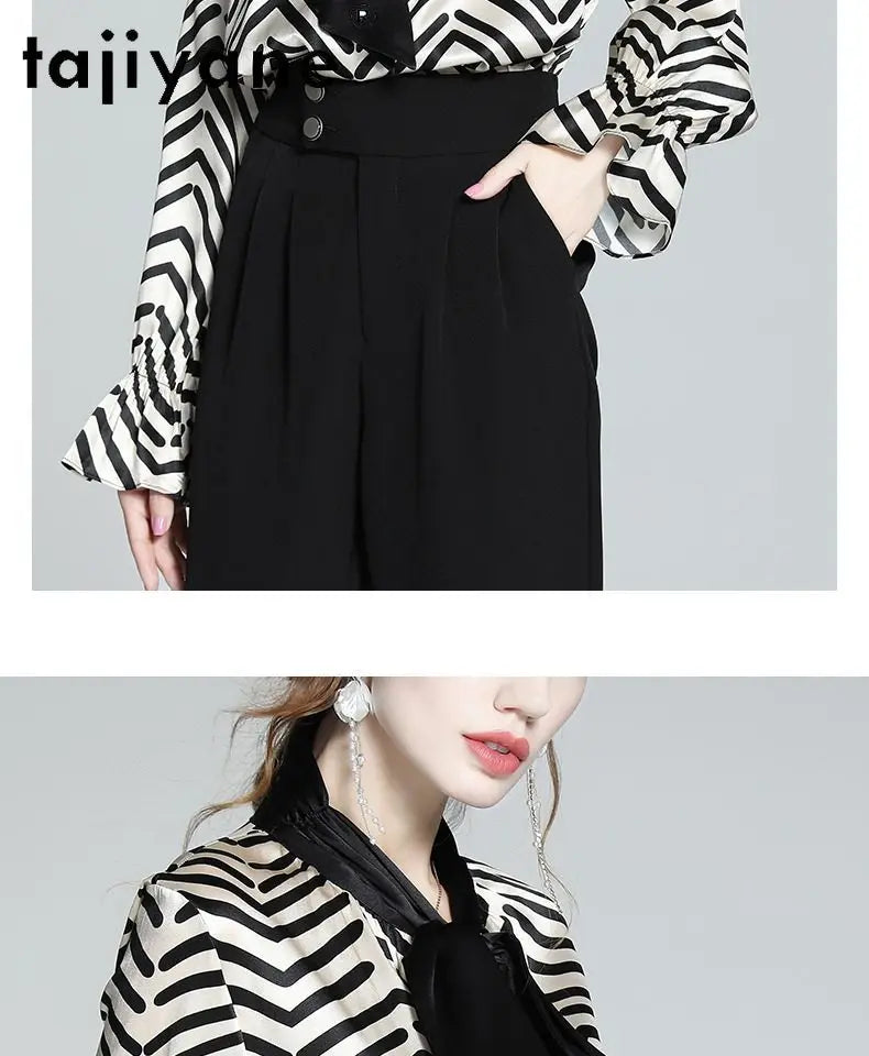 95% Mulberry Silk Striped Blouse – Women’s Elegant Pullover Shirt