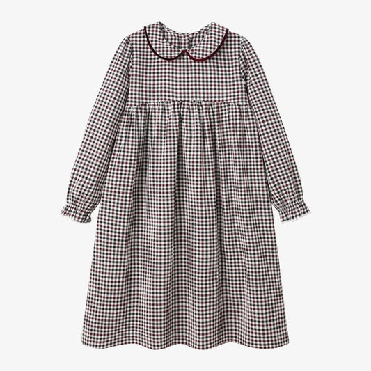Burgundy Collection Shabbos cotton print Smocking dress check shirt soft wool knitting family match clothes boys girls - HER SHOP