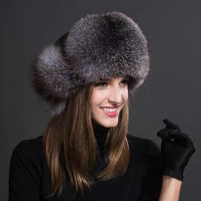 Beautiful Women's Natural Raccoon or Fox Fur Ushanka Hat