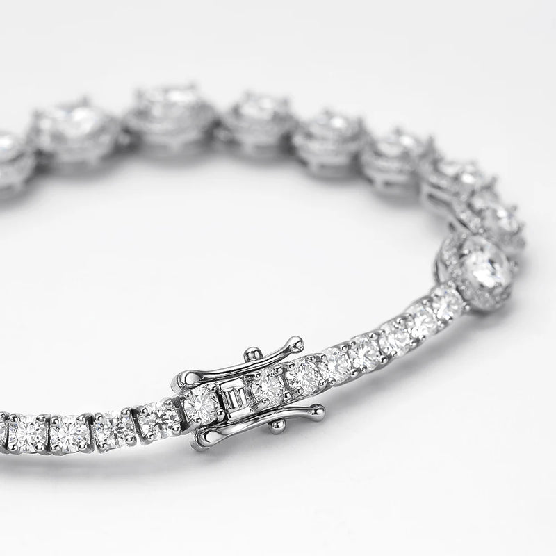 Serenity All Moissanite Bracelet for Women, GRA Certified S925 Silver, 18K Plated, Fine Jewelry