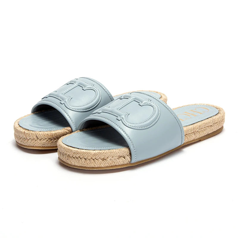 Chic Women's Beach Shoes New Hemp Bottom Anti slip Women's Sandal Flats - HER SHOP