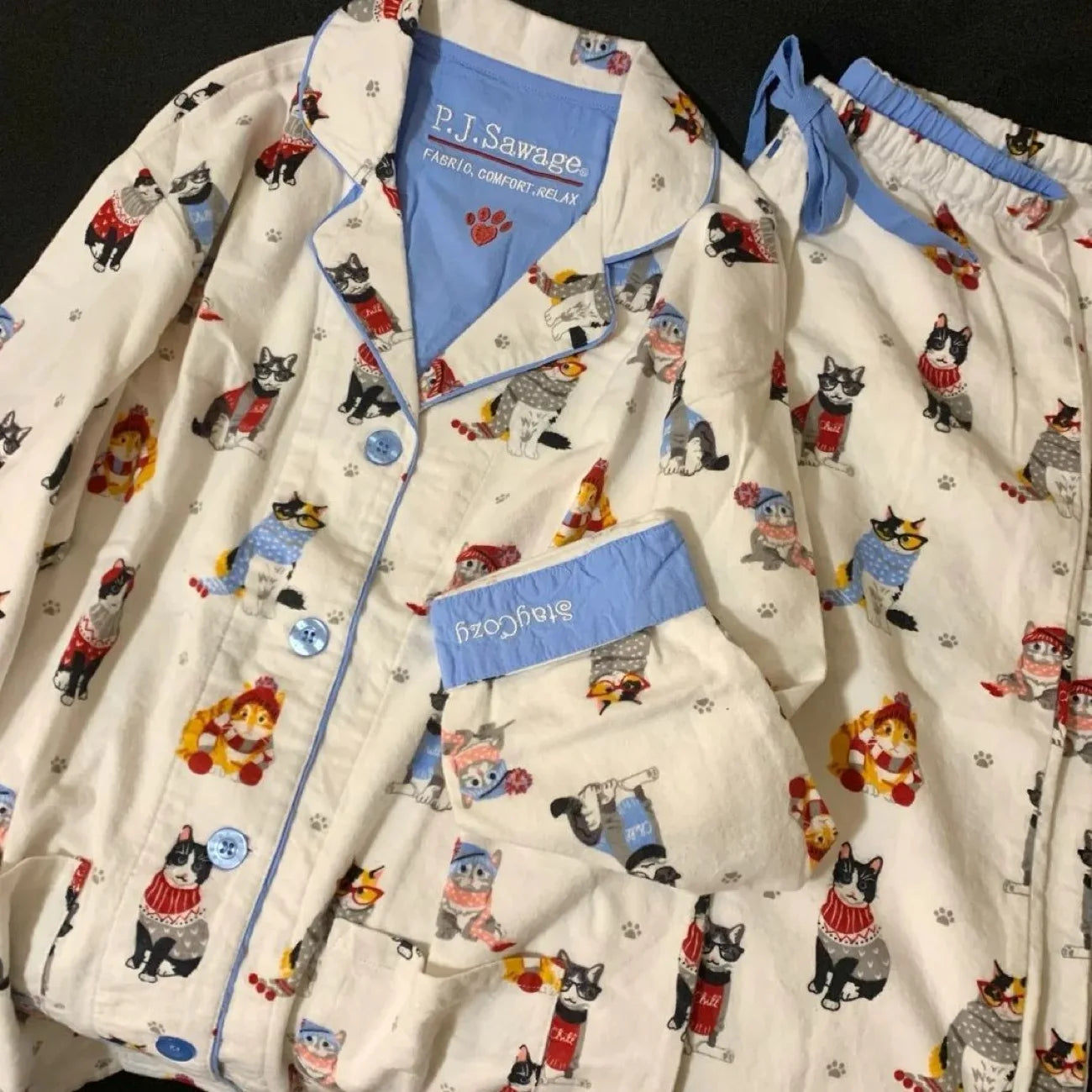 Women’s Cotton Cartoon Pajama Set – Long Sleeve Ankle-Length Pants Autumn Winter Homewear