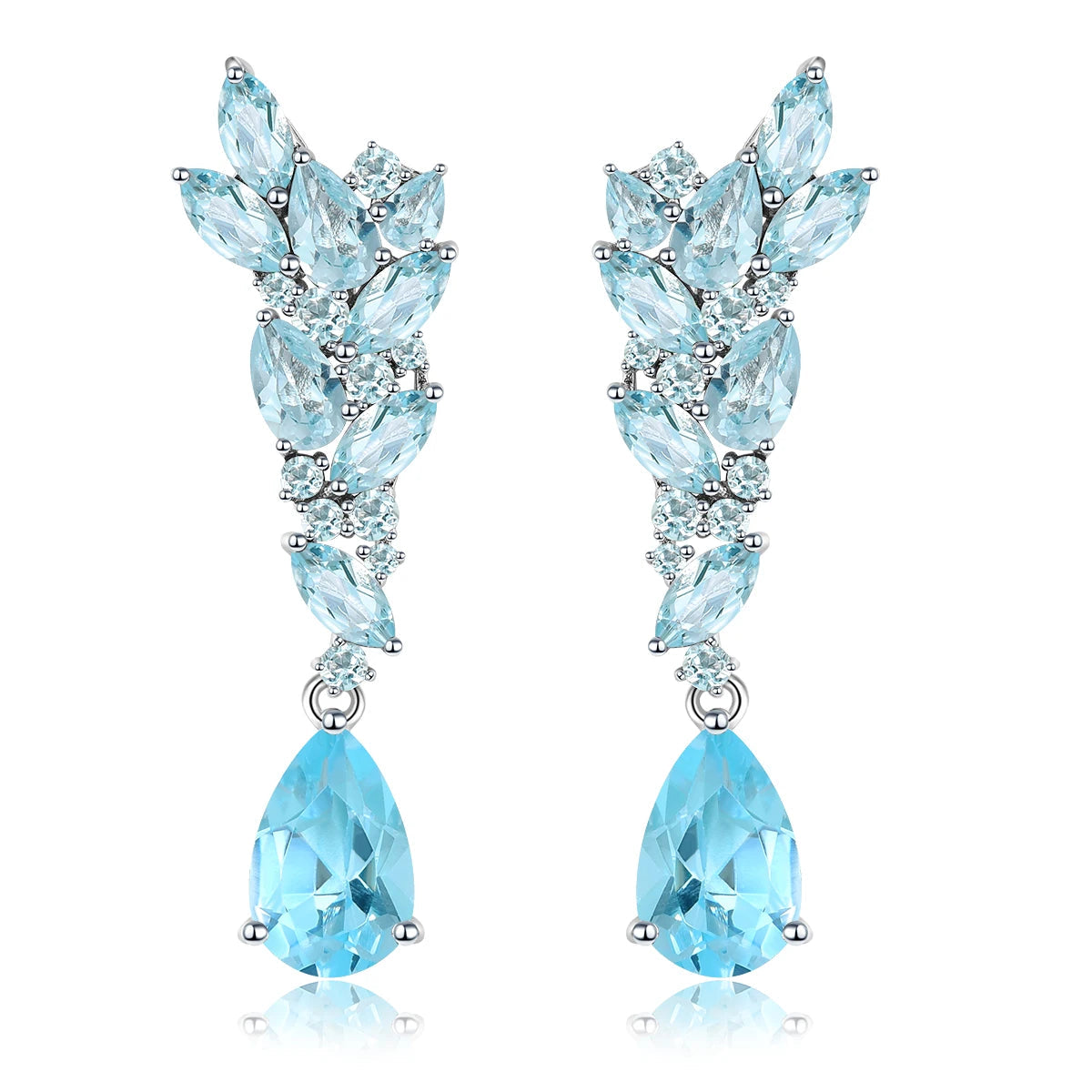 Natural Sky Blue Topaz Sterling Silver Stud Earring 5.8 Carats Genuine Topaz Gemstone Women Elegant Fine Jewelrys Birthday Gifts - HER SHOP