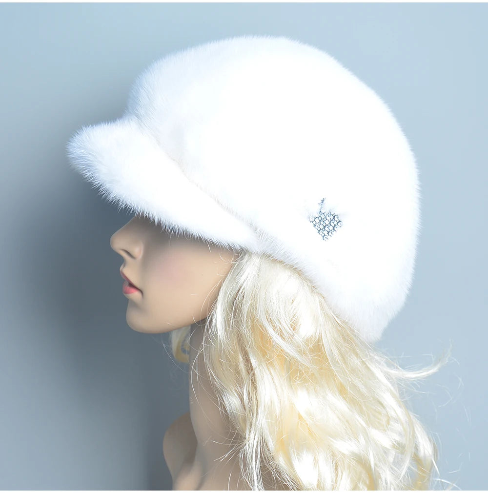 2025 Fashion Mink Fur Cap For Women Real Natural Whole Fur Hat Top Accessories Warm Ln Russian Winter Fur Hats For Lady