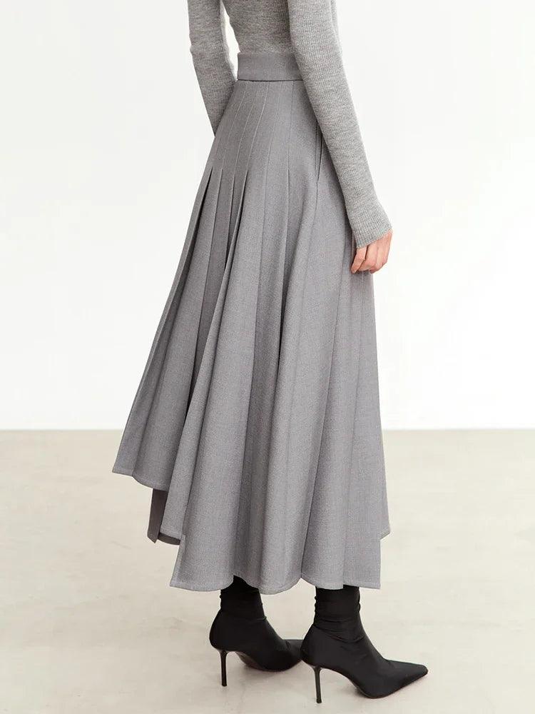 Women's 2023 Winter Wool A-Line Pleated Skirt – Irregular Three-Dimensional Design, Loose Fit