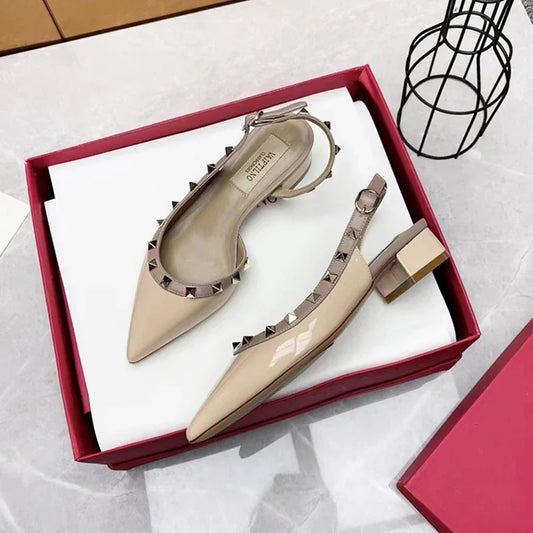 Luxury Gladiator Sandals for Women | Designer Rivet Slingbacks | Chunky 3cm Heel Summer Sandals - HER SHOP