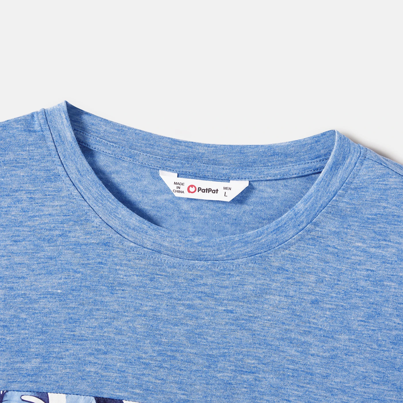 PatPat Family Matching Outfits Naia Blue Floral Tee Button Ruffle Hem Strap Dress