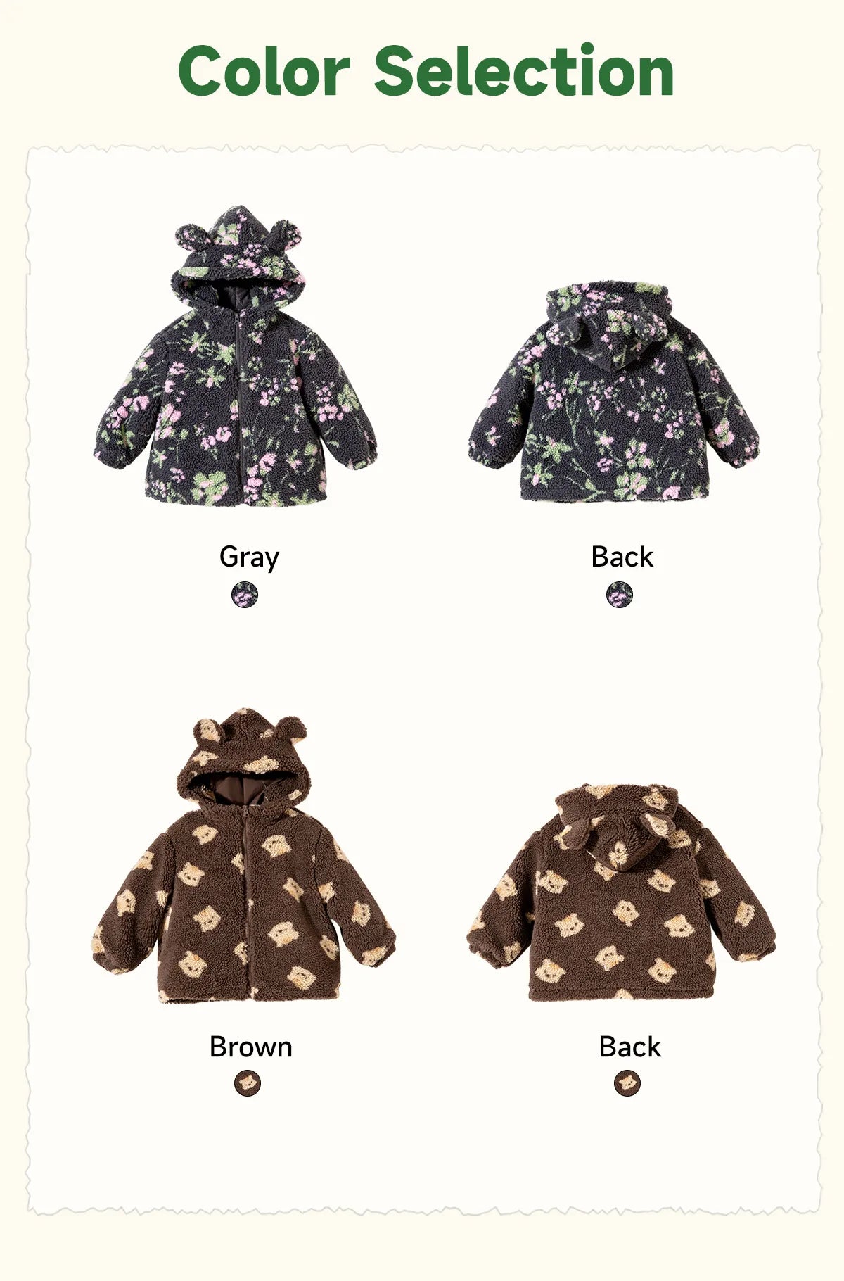 Kids Polar Fleece Bear Ear Hoodie – Winter Warm Zipper Jacket