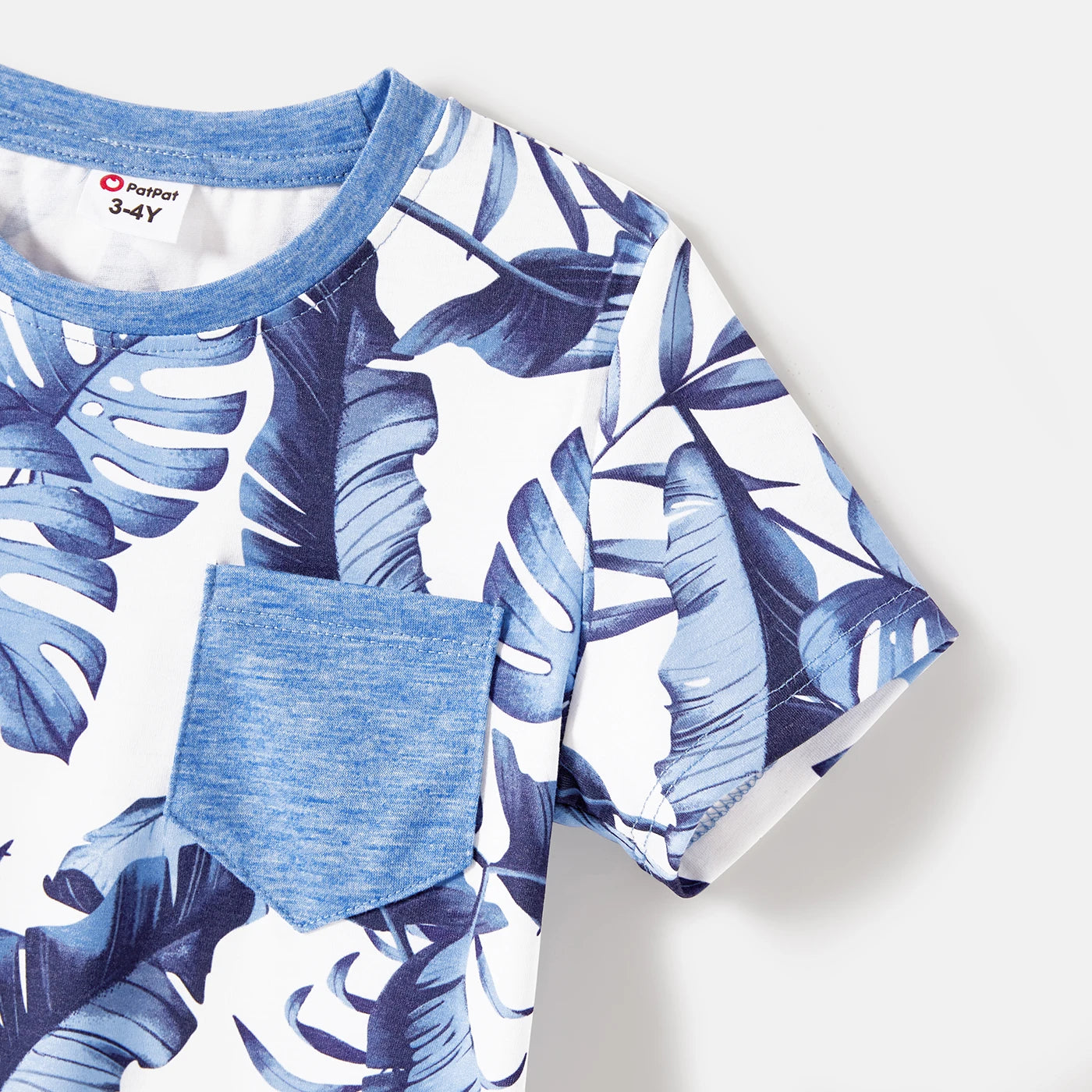 PatPat Family Matching Outfits Naia Blue Floral Tee Button Ruffle Hem Strap Dress